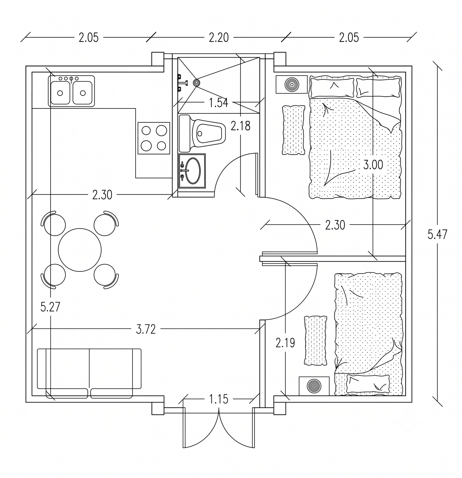 Plano COUVA 37 m²